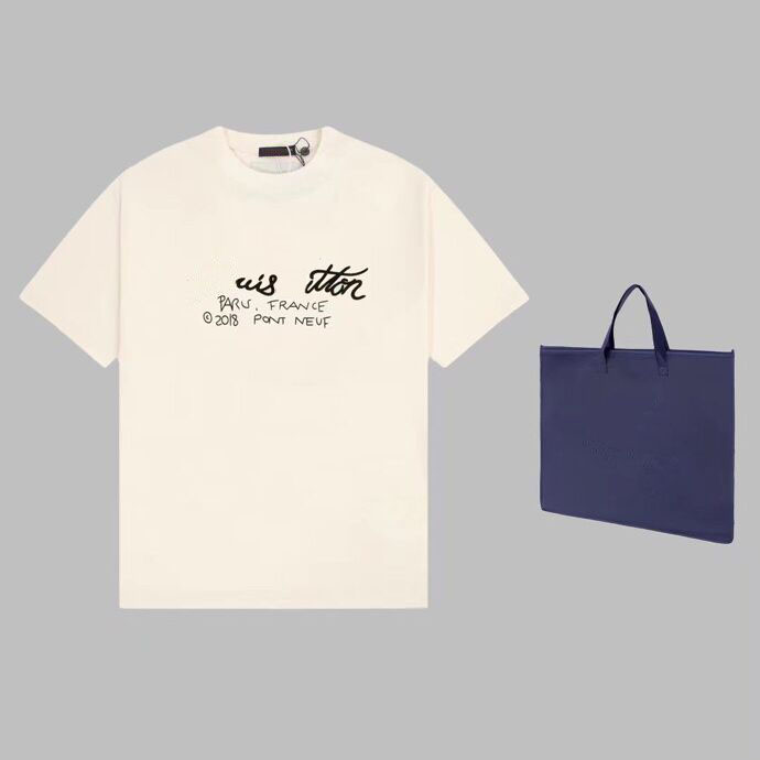 T-shirt été nouveautés manches courtes double gaze impression lettres stéréo col rond unisexe sweatshirt polo original h66f44