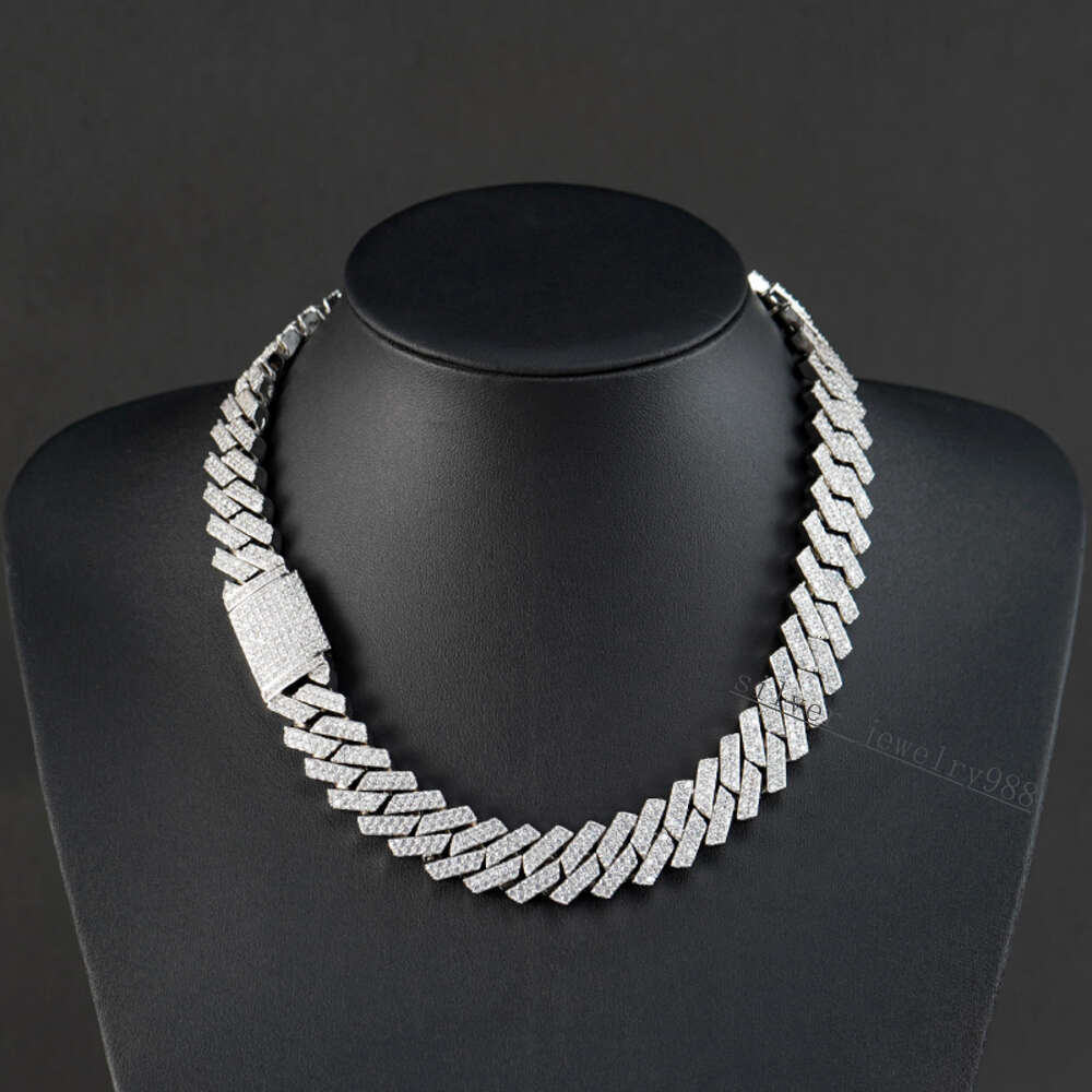 Selling 925 Sterling Silver Hip Hop Jewelry Pass Diamond Tester 16mm Cuban Link Chain