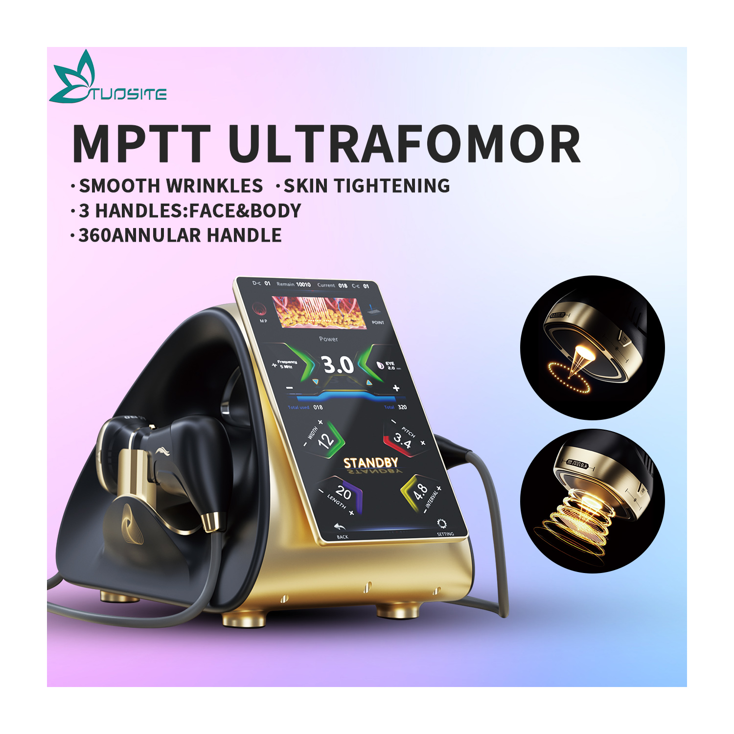 Two Handles 2 in 1 Hifu 22d Max Non-invasive Machine 13d U-ltherapy Face Lifting Hifu Machine for Wrinkle Remover Tighten Waist