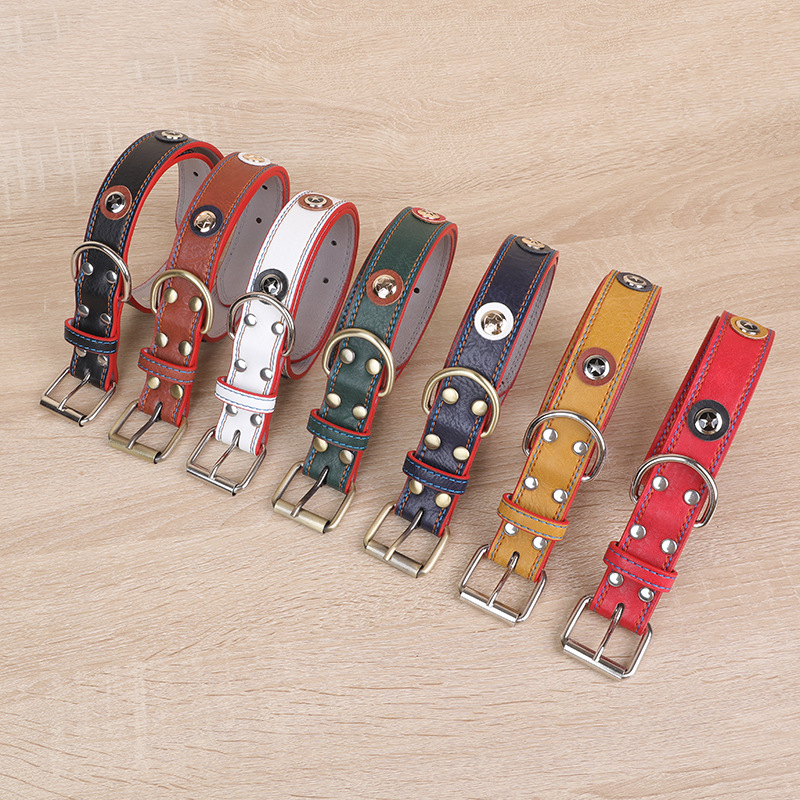 Comfortable Customizable Two-Tone Canine PU Collar Hypoallergenic Soft Microfiber Material