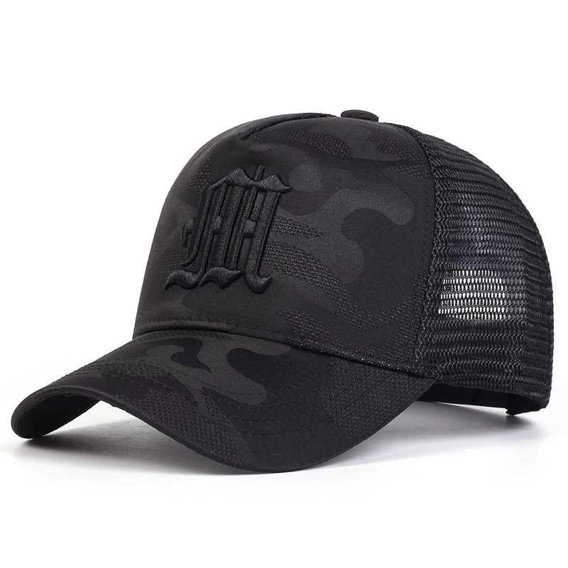 Fashionable M-letter camouflage embroidered baseball net hat spring and summer outdoor adjustable casual hat sun protection hatXJ250325