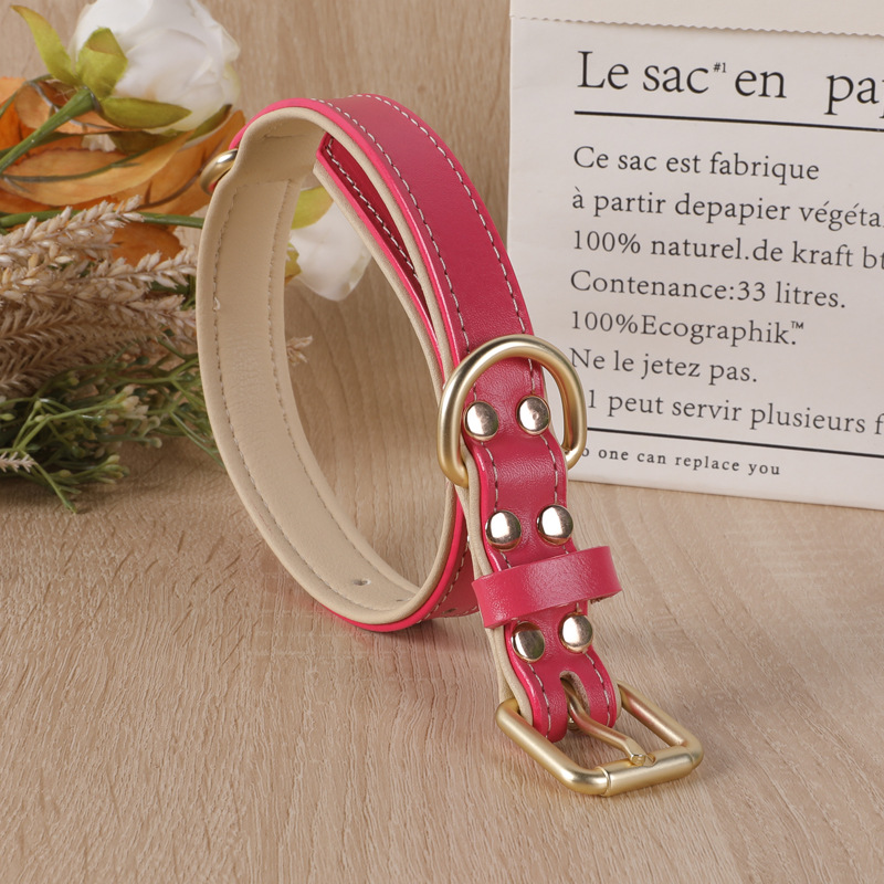 Customizable Hypoallergenic Canine PU Collar - Dual Color Design with Soft Microfiber Fabric