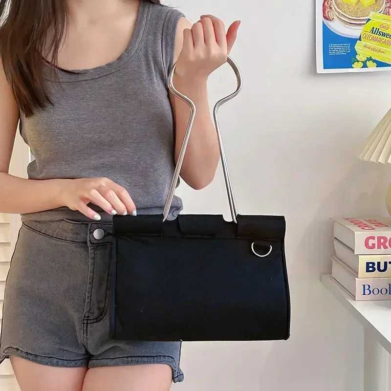 Bag 2024 New Felt Binding Clip High Capacity Shoulder Bag Handbag Office Womens Bag Z250324