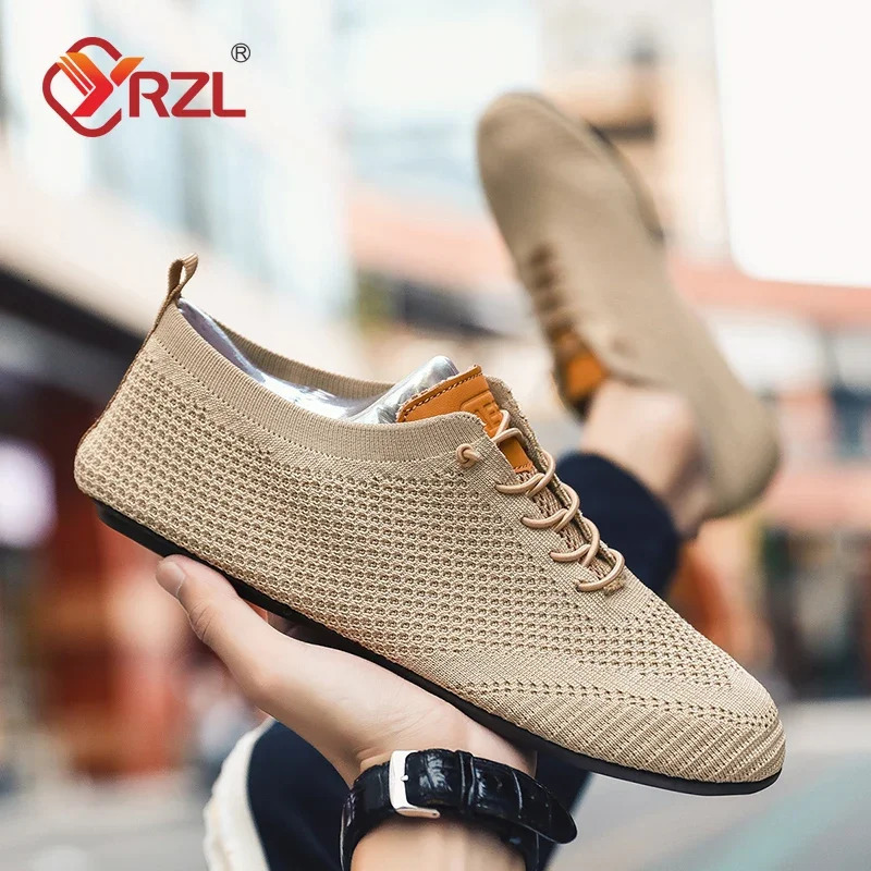 YRZL Men Shoes Lightweight Thin Bottom Casual Breathable Comfortable Walking Driving Lace Up Footwear Non Slip Loafer Men 250317