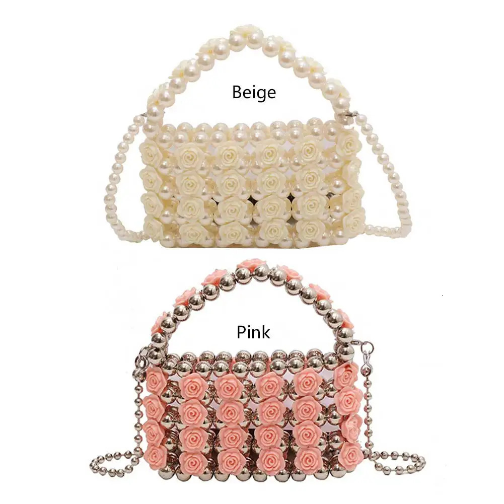 French womens clutch womens messenger bag sweet pearl cross body bag pearl evening bag wedding rose lipstick wallet 250320