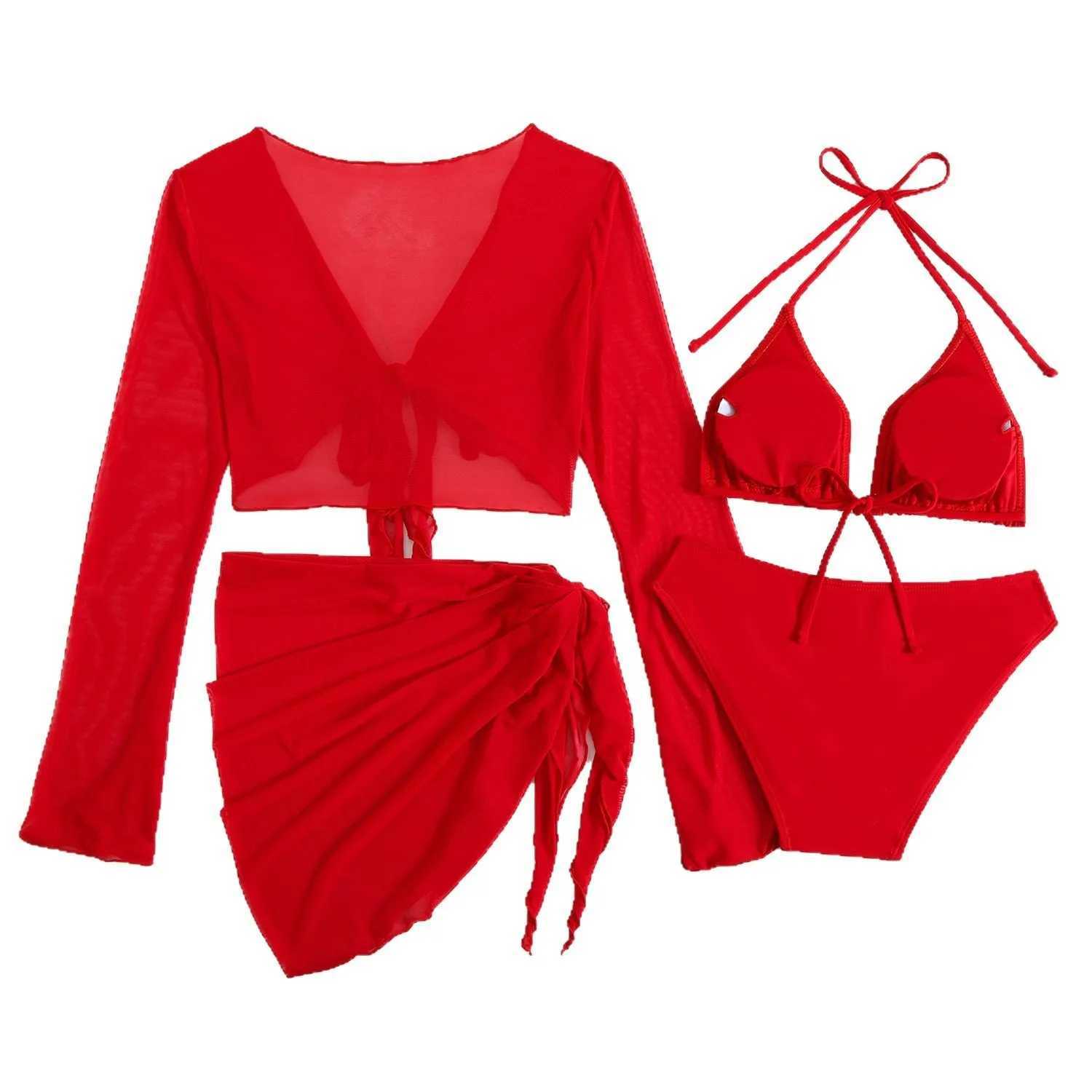 2025 sexy bikini Fa swimsuit womens four piece swimsuit beach swimsuit Brazilian bikini swimsuit red yukataXJ250324