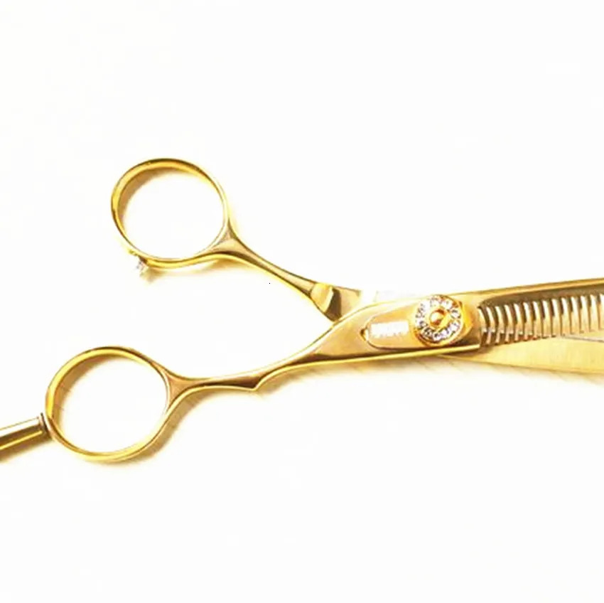 Professional 6 5.5 inch scissor JP 440c steel gold cut hair scissors cutting barber makeup thinning shears hairdresser scissors 250325 S2563