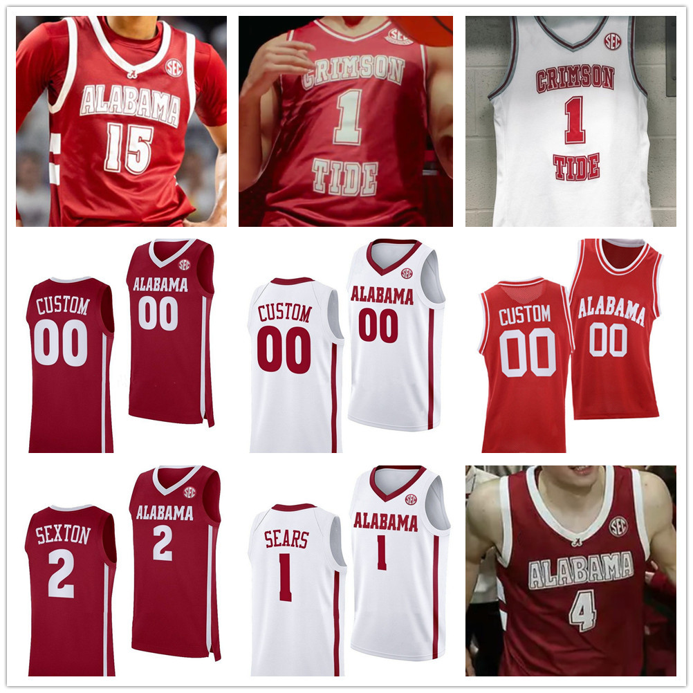 2025 New Alabama College Crimson Tide Basketball Jerseys 4 Grant Nelson 1 Mark Sears 15 Jarin Stevenson 3 Latrell Wrightsell Jr. 11 Clifford Omoruyi 0 Labaron Philon