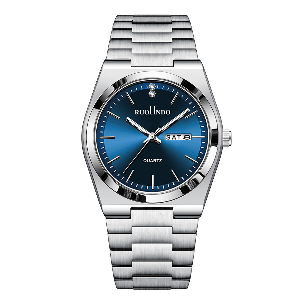 New Live Watch Mens Watch Dual Calendar Night Light Quartz Stainless Steel Mens Watch