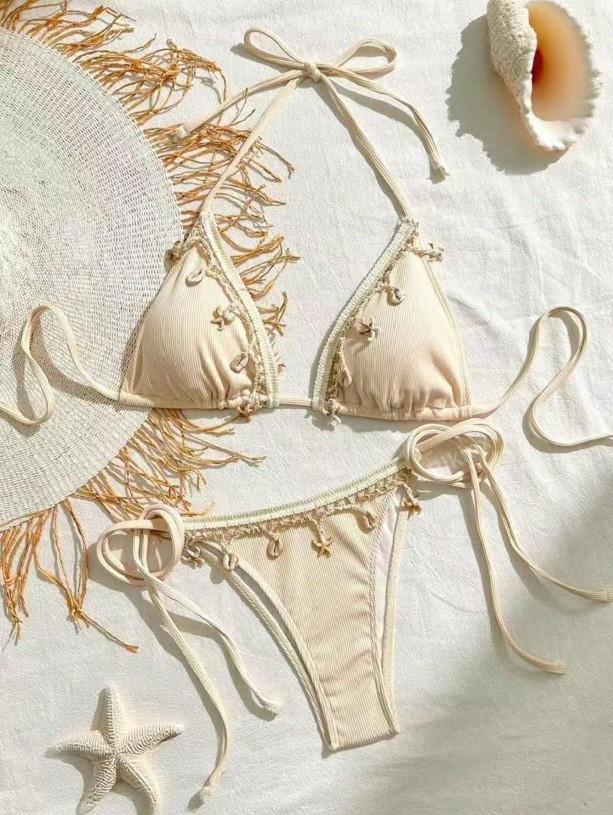 Chic Women's Split Style Bikini with Unique Fabric - One Size Fits All