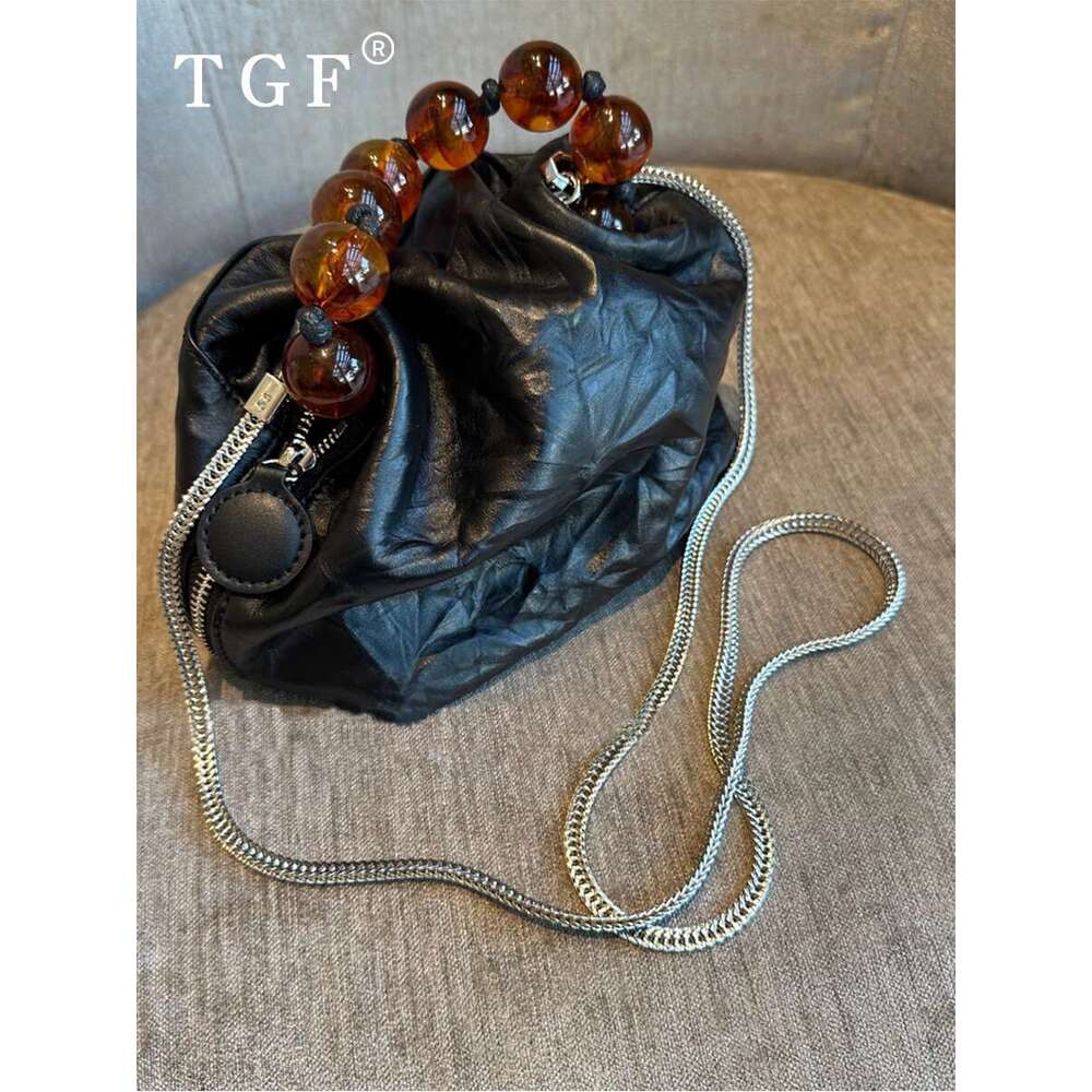Women's Bags TGF niche designer's Chinese style bead for women new hand grip chain carrying crossbody bag