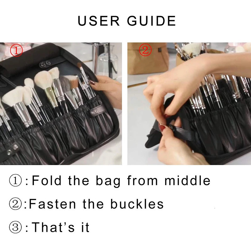 29 hole professional folding waterproof womens makeup brush tool bag organizer travel powder cosmetics set toilet box holder 250320