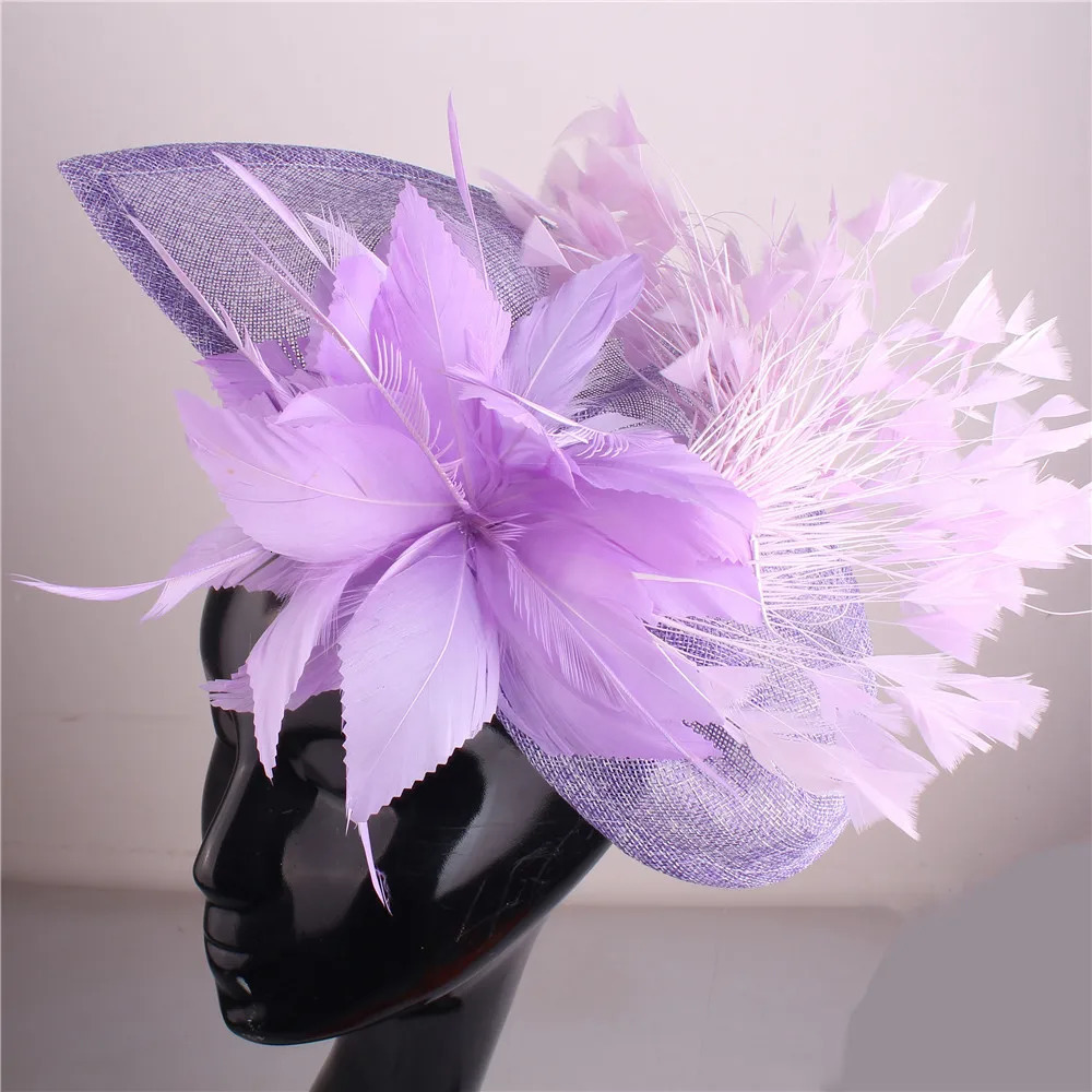 Pink Gorgeous Fascinator Hat With Clips Elegant Women Fancy Feathers Wedding Hats Bridal Hair Accessories Lady Millinery 250322
