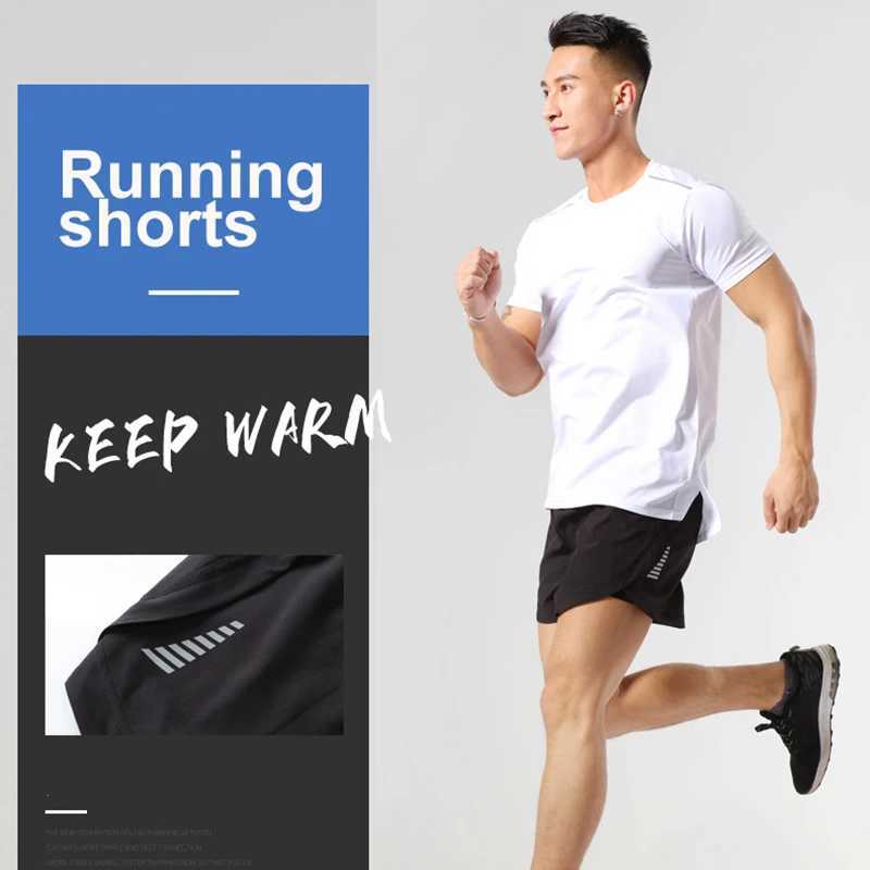 (M-4XL) Mens Quick Drying Loose Running Shorts Outdoor Sports Training Coat Reflective Fitness Slow Running Marathon Shorts Customization W250324