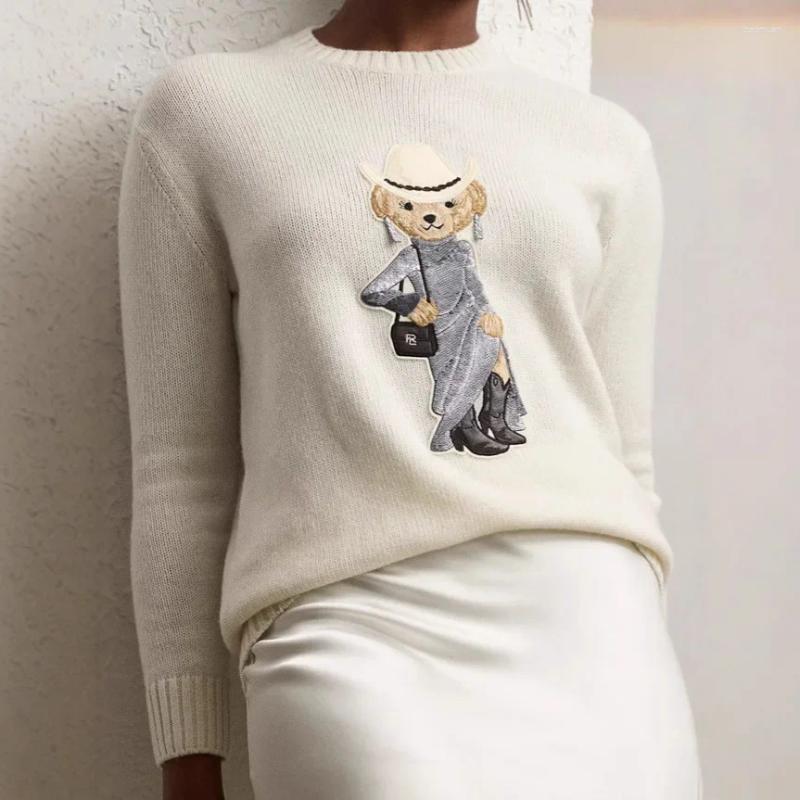 Women's Sweaters Autumn/Winter Cross-Border Clothing Round Neck Sweater Bear Cartoon Casual Long Sleeve Knitted Top