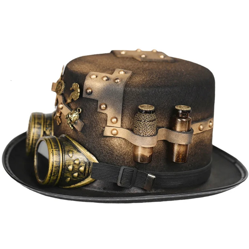 Steampunk Hat Cosplay Ball Party Victoria Punk Bowling Hat Jazz Goggles Hat Clothing Accessories Carnival Adult Hat 250322