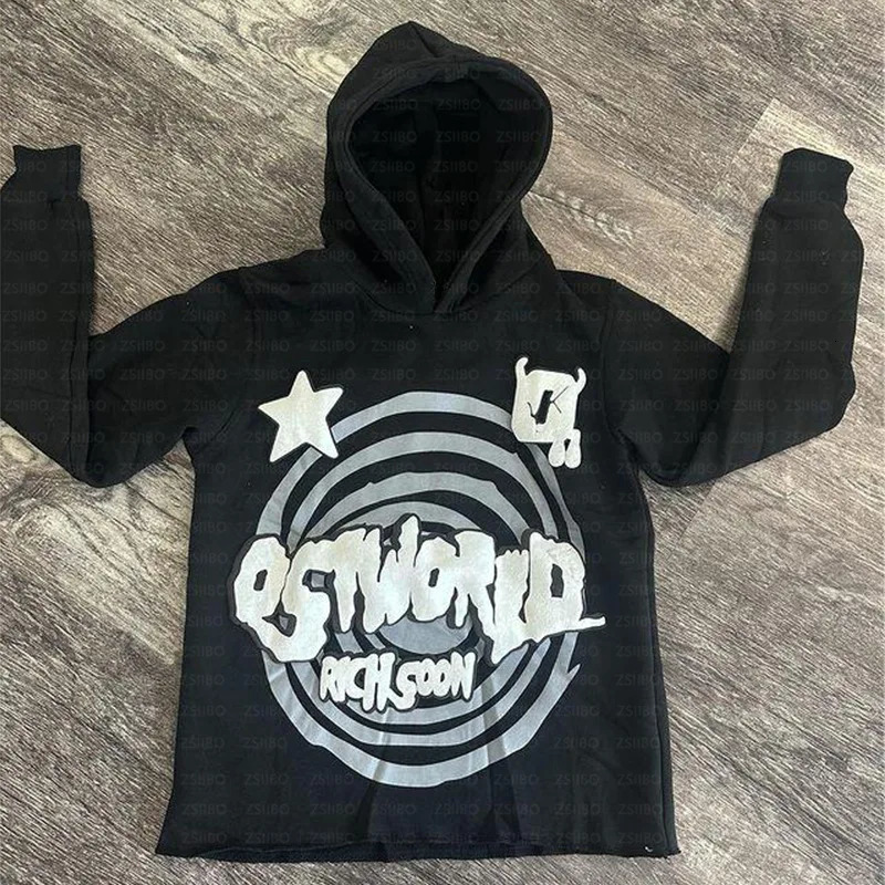 Harajuku jacket anime printed mens hooded sweater oversized long sleeved zipper top casual 250318