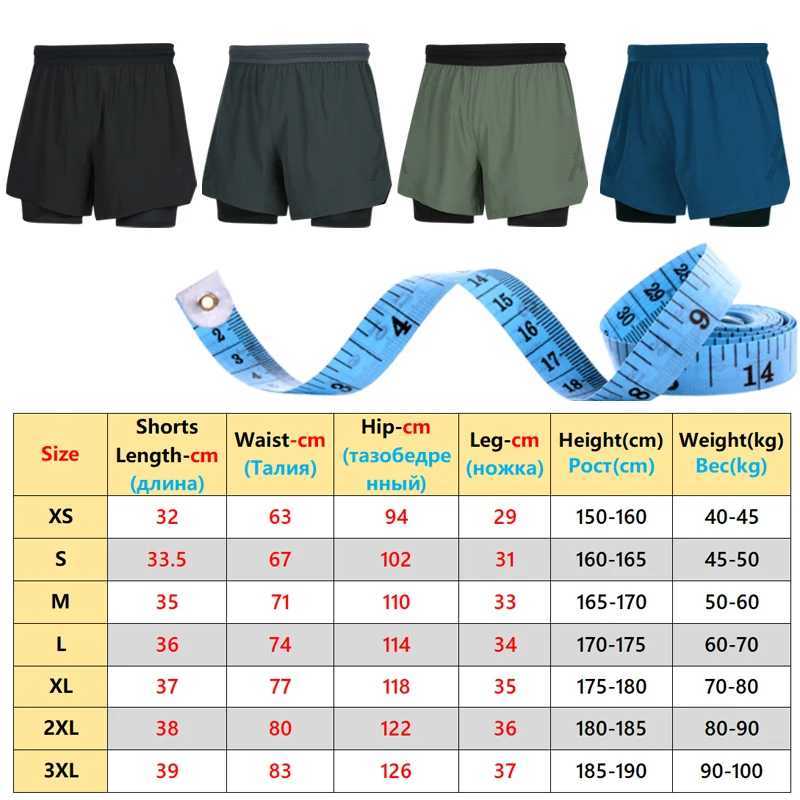 Mens brand shorts running and fitness sports pants 2-inch double-layer jogging and fitness outdoor training beach pants W250324