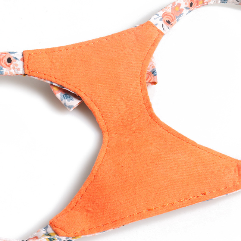 Fresh Style No Pull Dog Harness with Leash, Soft Lightweight Floral Pattern with Bow Puppy Harness, Adjustable Step in Style Pet Harness for Small Med