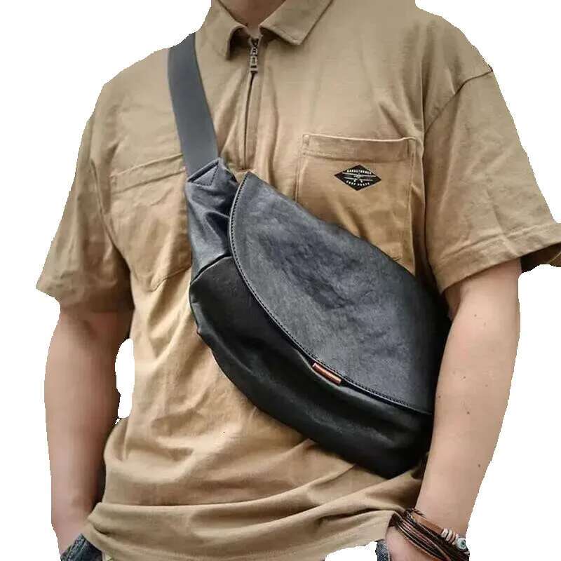 SENOFAN 2025 Cattlehide Chest Bag Casual Black Hobos Messenger Crossbody Men Real Cowhide Male Shoulder Sg Waist Bags