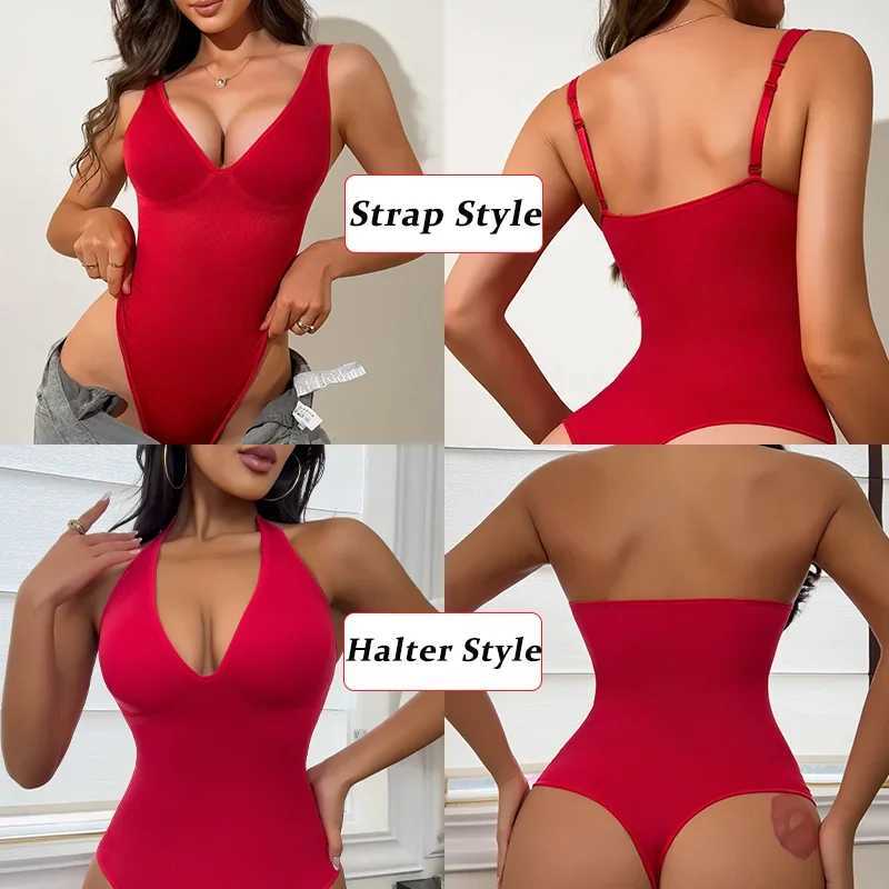 Slimbel Womens Deep V-neck Tight Hanger Top Abdominal Control Adjustable Shoulder Strap Shape Columbia Fajas thong Sexy Hip LiftXJ250325
