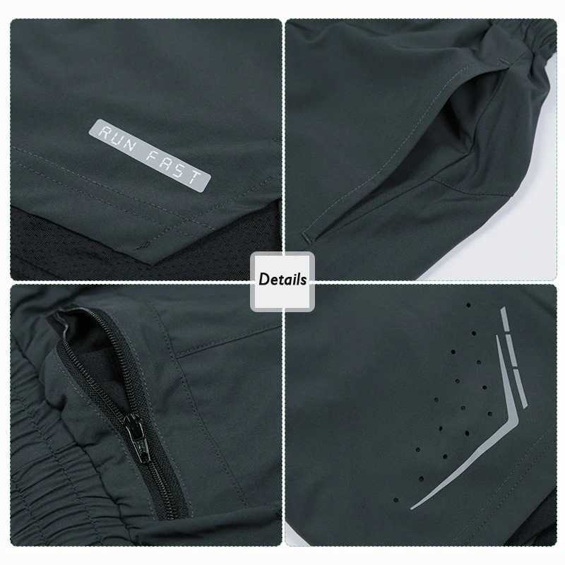 (XS-3XL) Mens Breathable Sports Shorts Marathon Running Loose Fitness Athlete Quick Drying Double Layer Fitness Shorts with Pockets W250324