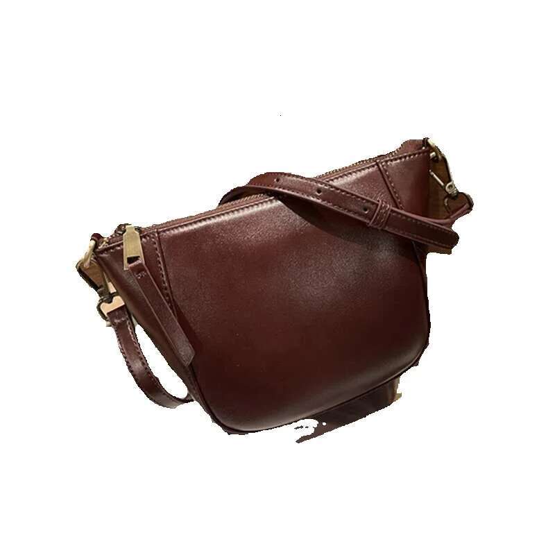 Hifashion Cowhide Genuine Leather Saddle Small Shoulder Bags For Women 2025 Designer Crossbody Purse Cute Ladies Handbags