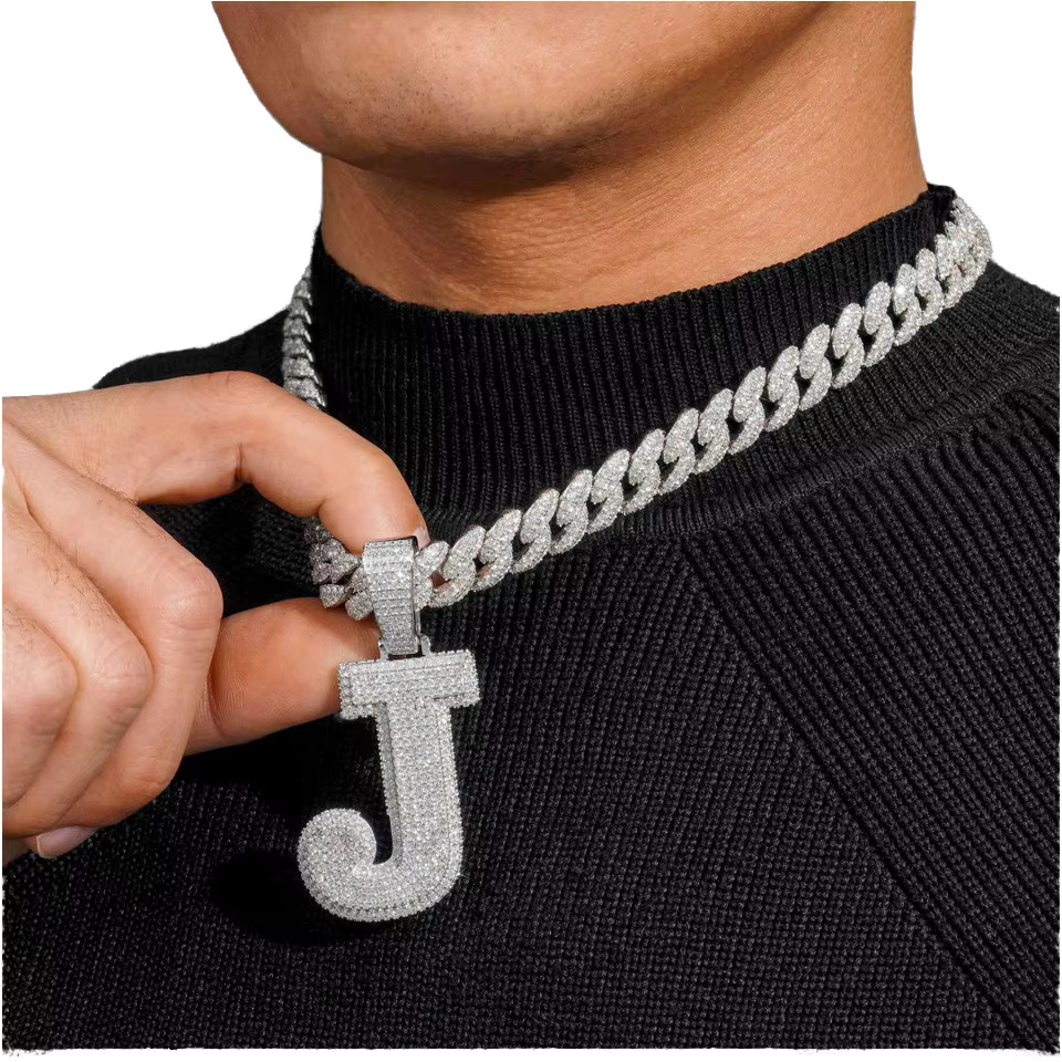 S925 Silver Alphanumeric Moissanite Pendant