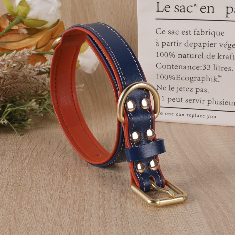 Customizable Hypoallergenic Canine PU Collar - Dual Color Design with Soft Microfiber Fabric