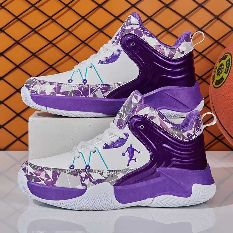 Fashion brand childrens sports shoes boys basketball shoes outdoor thick soled childrens sports shoes childrens sports shoes W250324