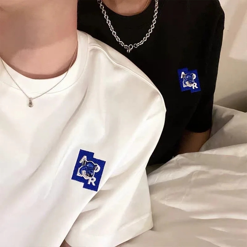 Casual short sleeved Tshirt with animal pattern couple style BF casual shirt summer Cottonsswift Korean 250324