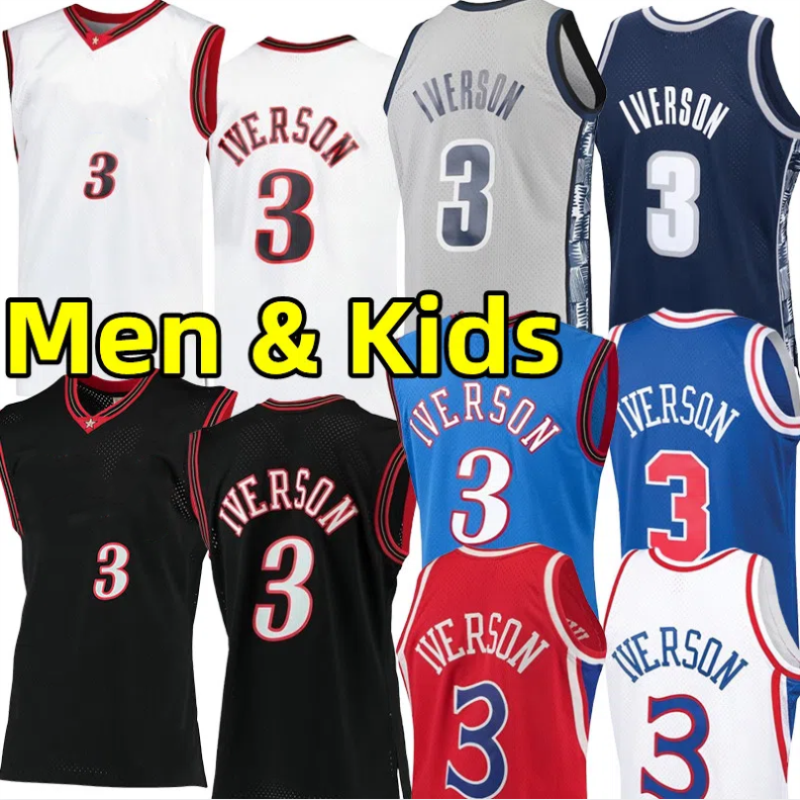 Stitched Allen Iverson Basketball Jerseys Men Youth Kids Jersey Retro Classics Georgetown Hoyas College University vintage adult children
