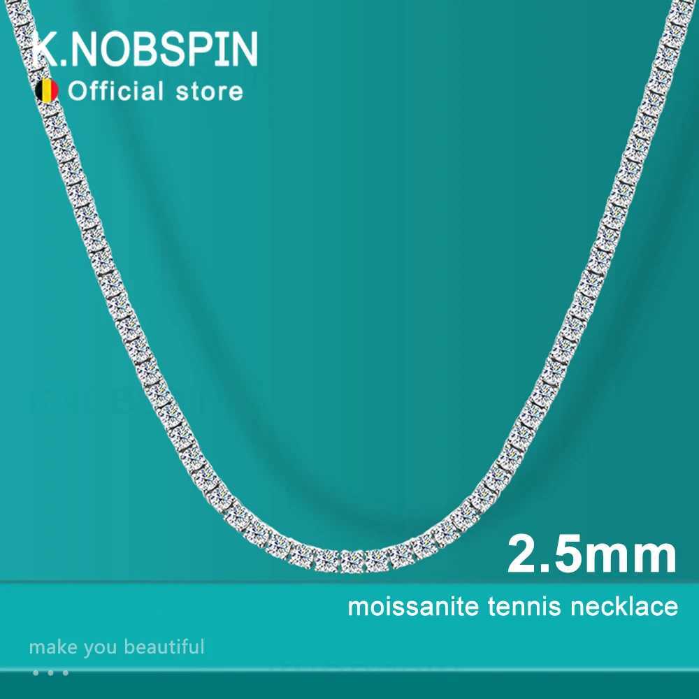 KNOBSPIN 2.5mm Moissanite Tennis Necklace with Full Diamond Pendant GRA Certificate 925 Pure Silver Jewelry W250325