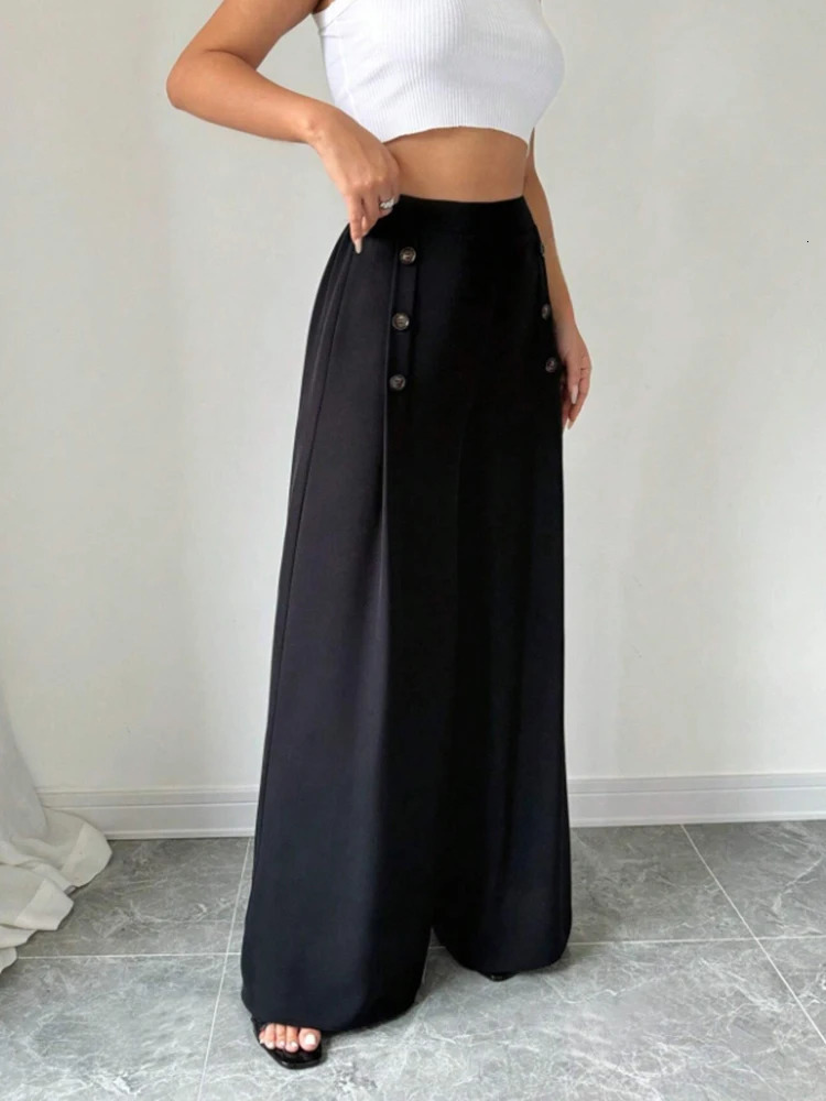 Fashionable and elegant womens high waisted wide leg pants with a grand style for spring summer 250324Z