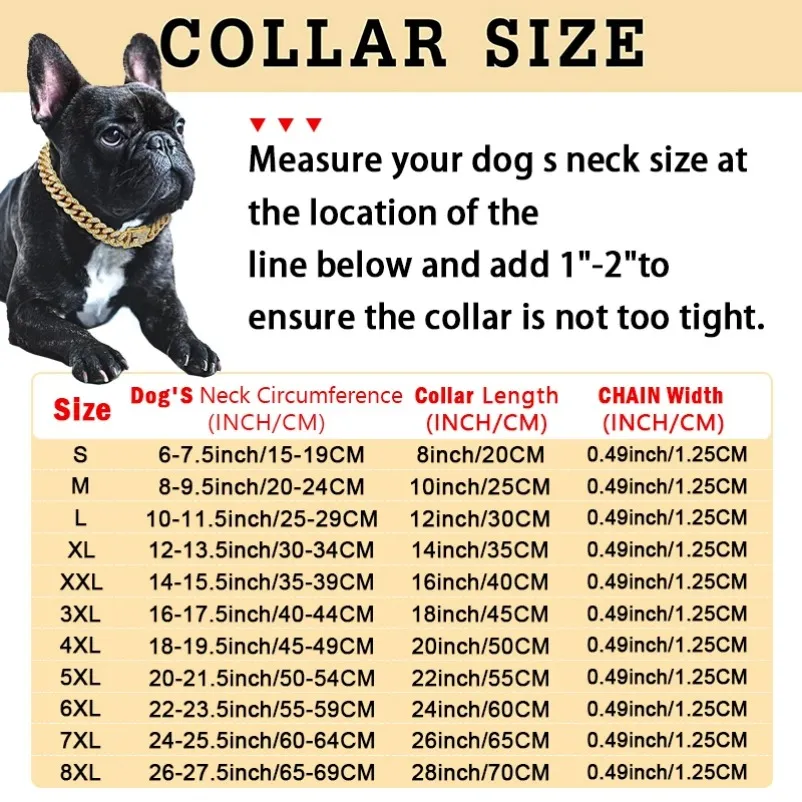 Elegant Dog Diamond-Studded Cuban Link Chain Collar Durable Metal with Secure Buckle for Cats & Dogs