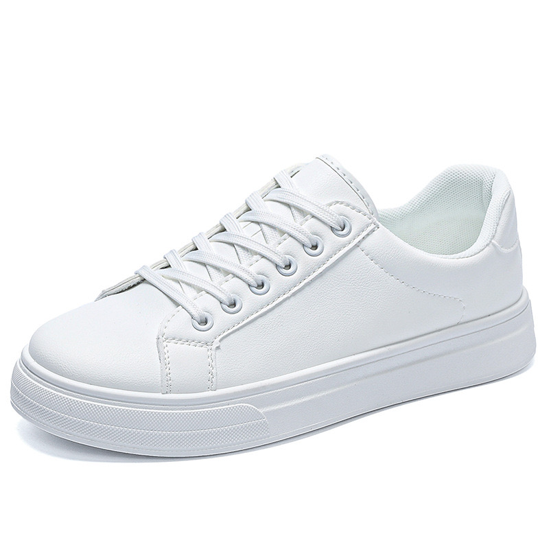 Women's Black Korean Trendy Lace Up Full Matching PU Casual Comfortable Walking Board Shoes Women Sneakers 2023 97a6