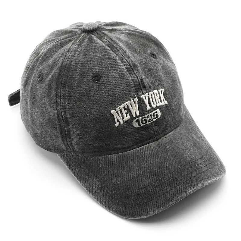 Retro New York Embroidered Buckle Hat Suitable for Women Retro Washed Baseball Hat Spring and Autumn Casual Adjustable Soft Top HatXJ250325