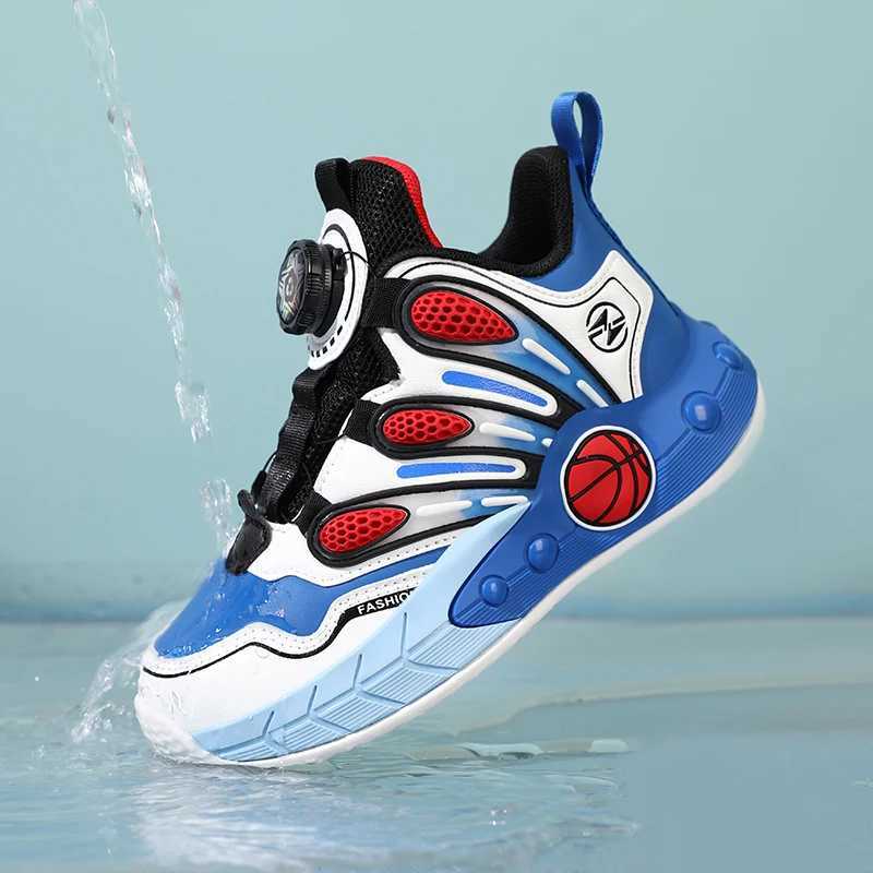 Childrens shoes boys casual leather sports shoes childrens fashionable basketball shoes high foot protection sports shoes childrens coach W250324