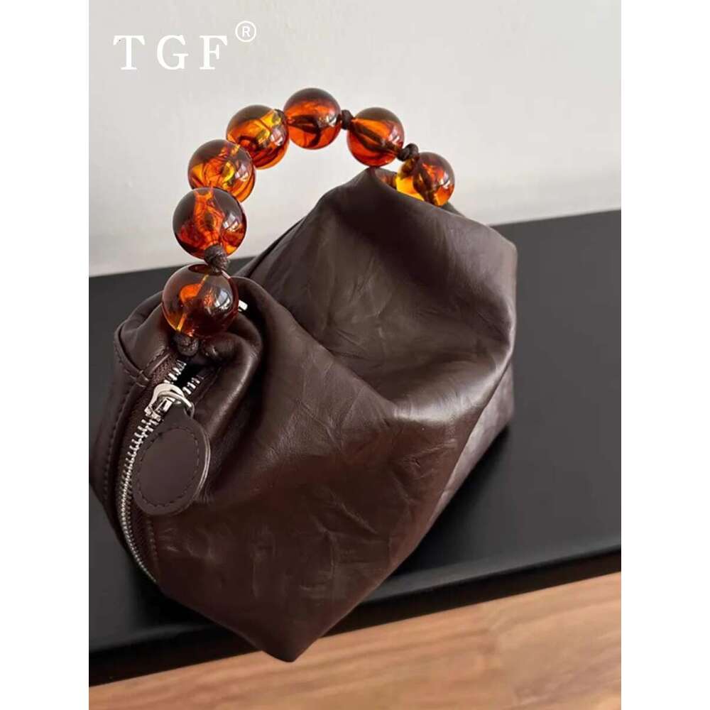 Women's Bags TGF niche designer's Chinese style bead for women new hand grip chain carrying crossbody bag