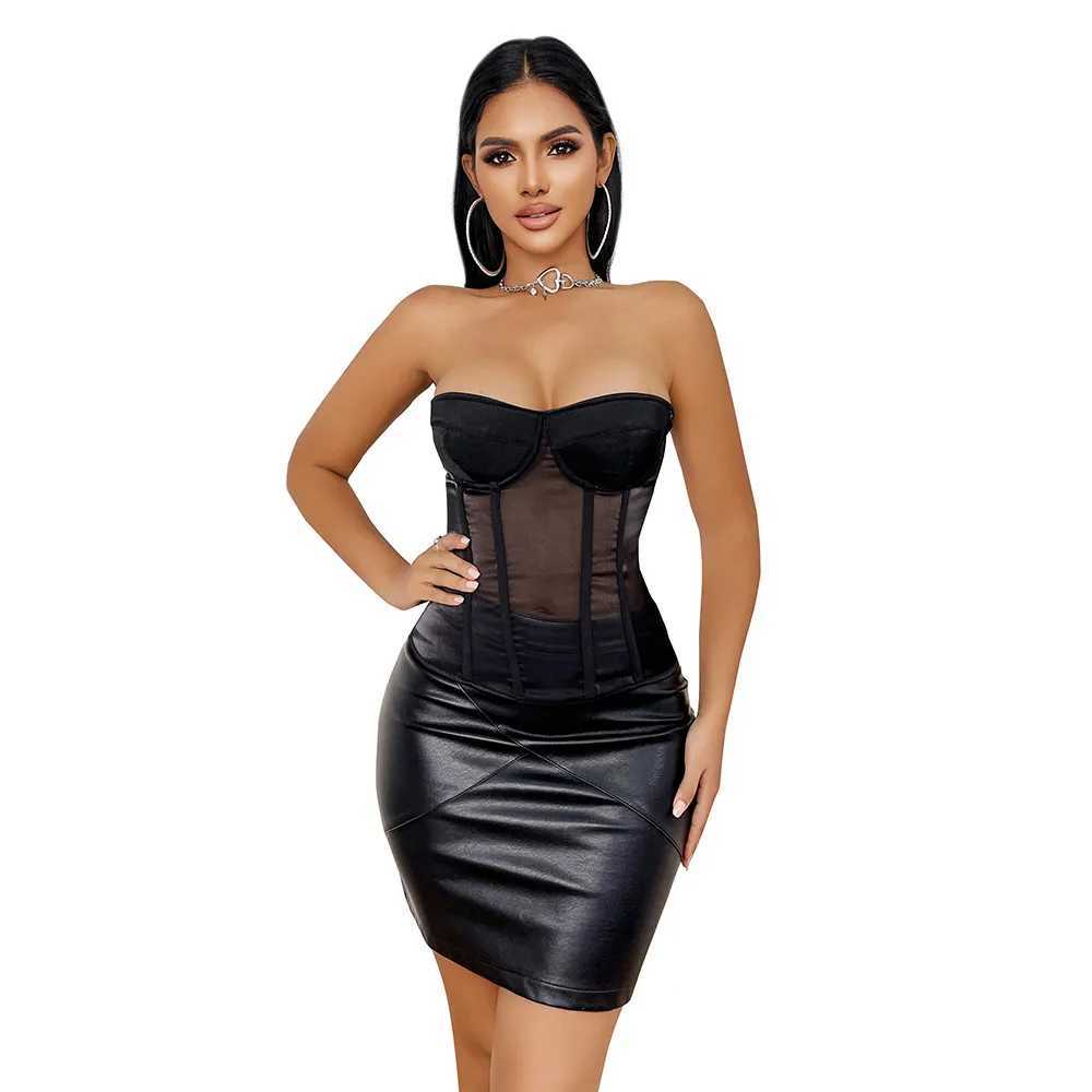 Sexy black transparent mesh bra push up bra womens tight corset Bustier club party breathable shaping clothing plus size W250325