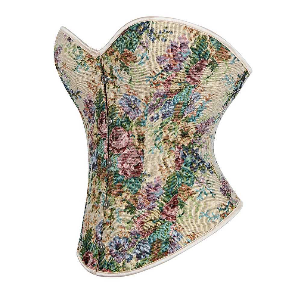 Floral corset vintage Bustier top medieval shoulder Korset Basque W250325