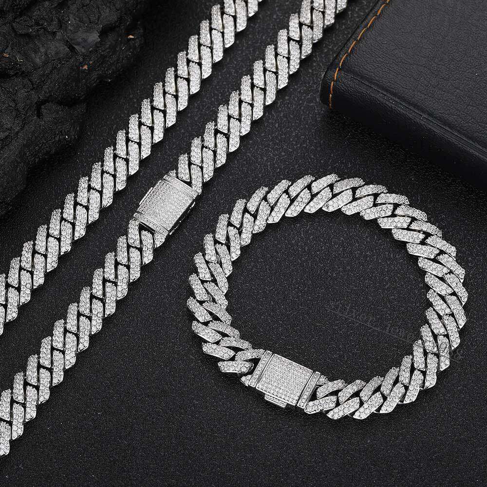 High Quality Mens Hip Hop Jewelry 925 Sterling Silver Vvs Moissanite Cuban Link Chain Pass Diamond Tester Iced Out Necklace