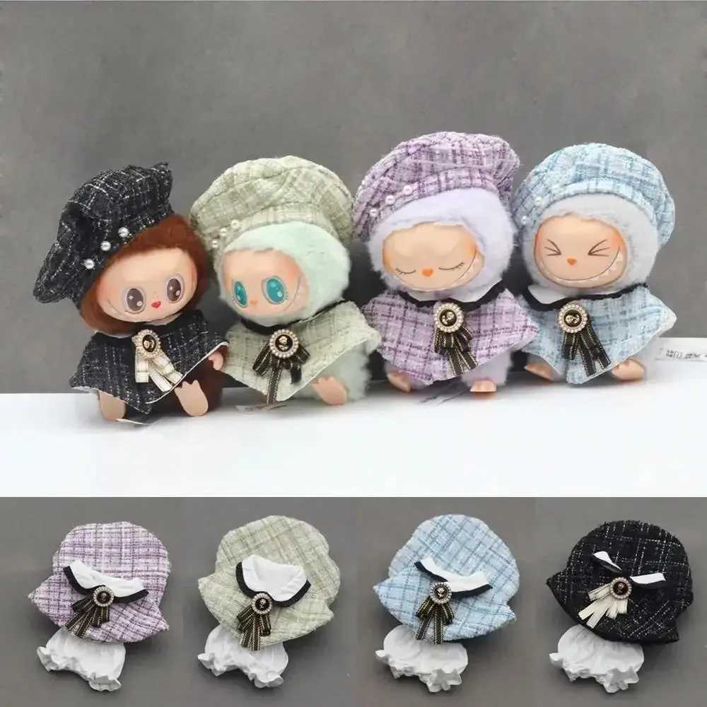 Korean Kpop Exo 15-17 cm Labubu Classic Grid Sled Dress Coat Set Beret Clothing GiftXJ250324