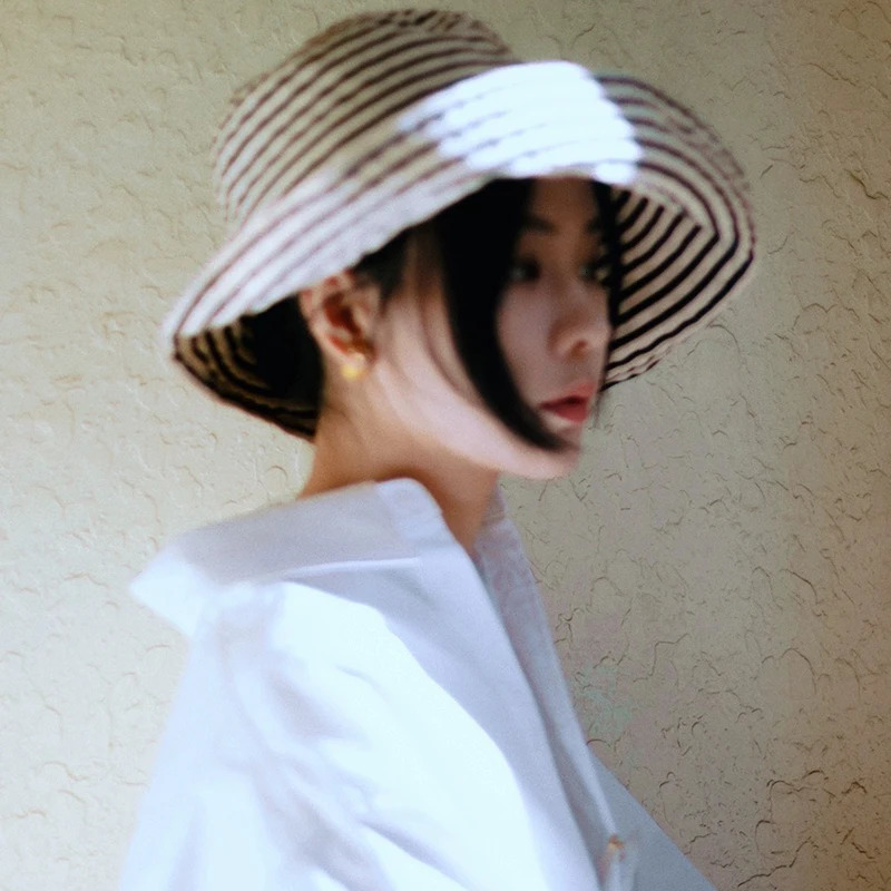 Luna Dolphin handmade crochet hat spring and summer sun hat camel colored holiday folding fisherman hat large conical bucket hat for girls 250320