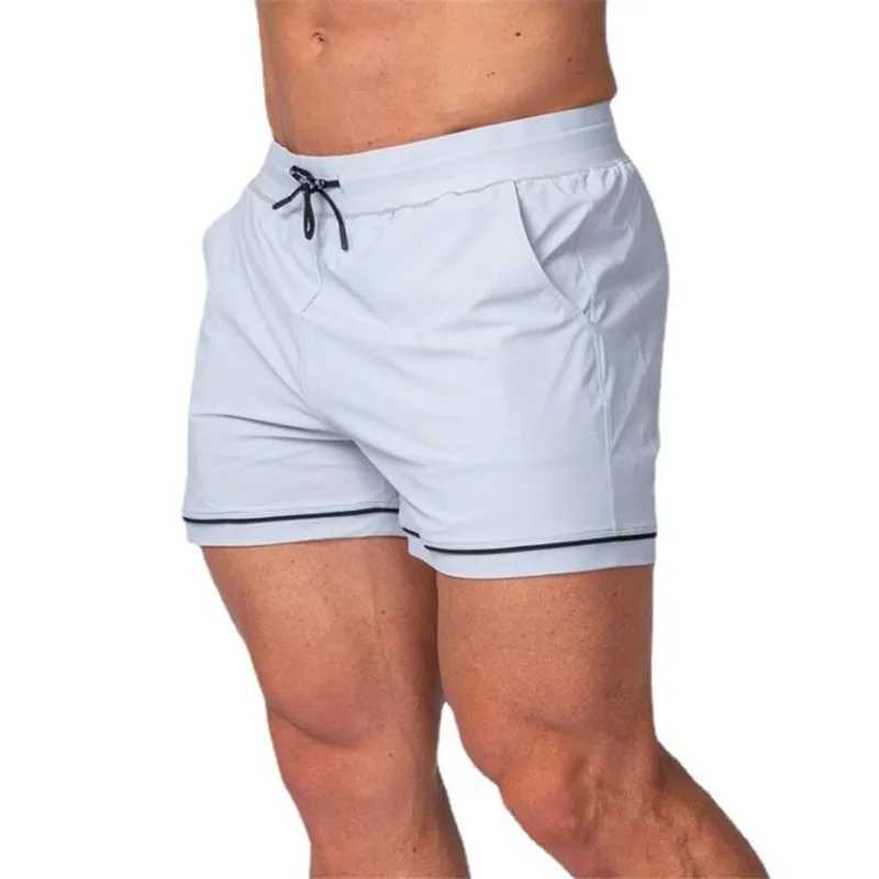 Mens running shorts gym fitness training sportswear mens shorts knee length beach sports pants bottom W250324