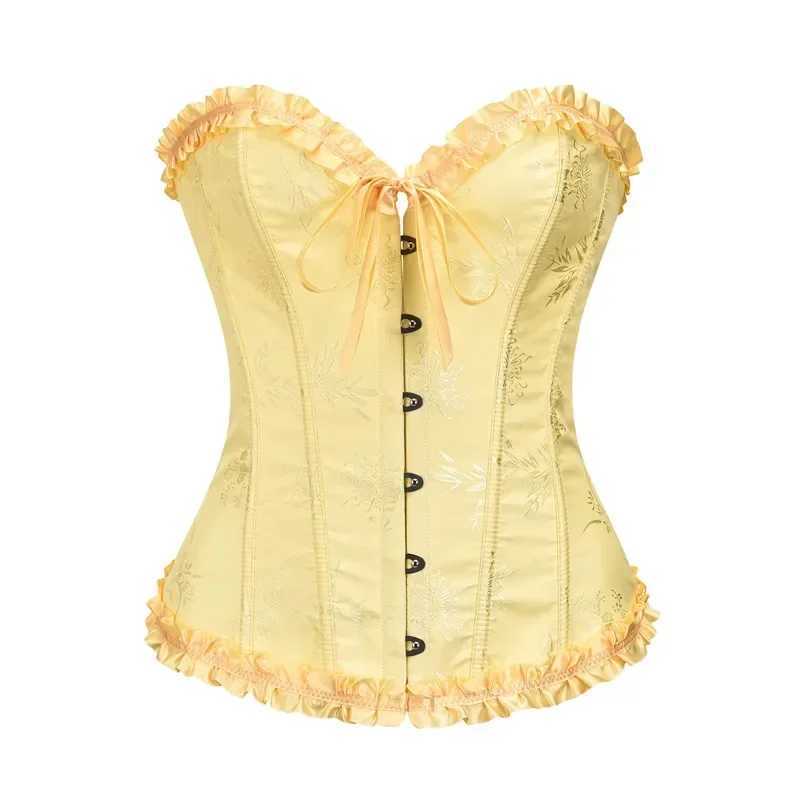 Womens yellow tight corset and top sexy tight corset top Brocade retro Renaissance Bo Plus size green white W250325