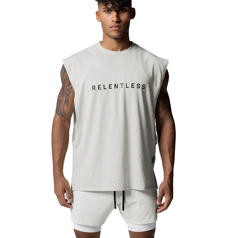Mens Summer Cotton Casual Tank Top Gym Fitness Clothing Sleeveless Shirt Bodybuilding Running Singlet Undershirt Workout Vest 250320