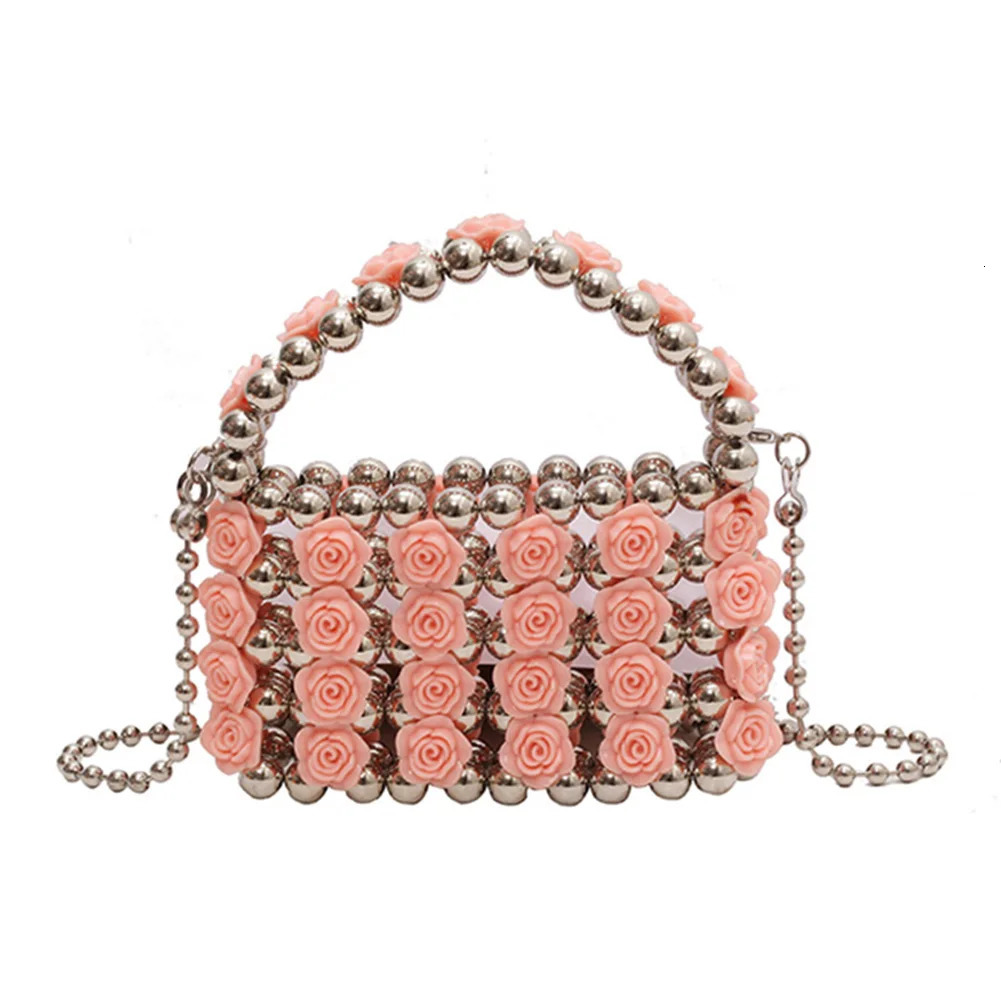 French womens clutch womens messenger bag sweet pearl cross body bag pearl evening bag wedding rose lipstick wallet 250320