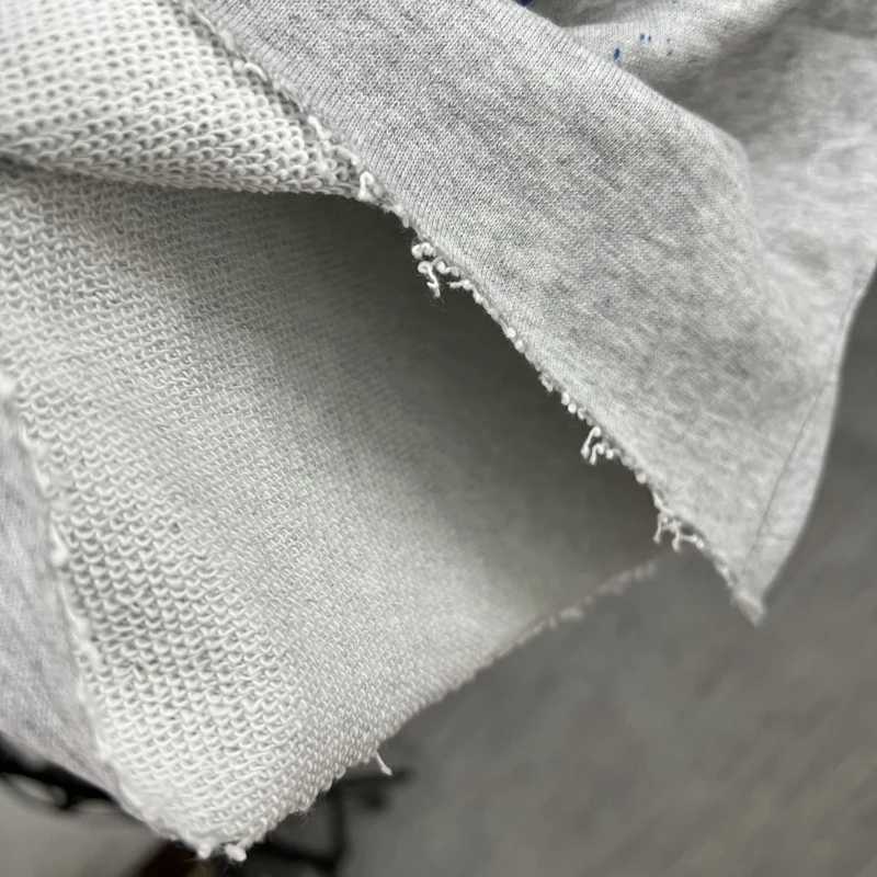 Men's Shorts Mens summer casual splash ink graffiti street fashion cotton gray pants tassel design washing z250325