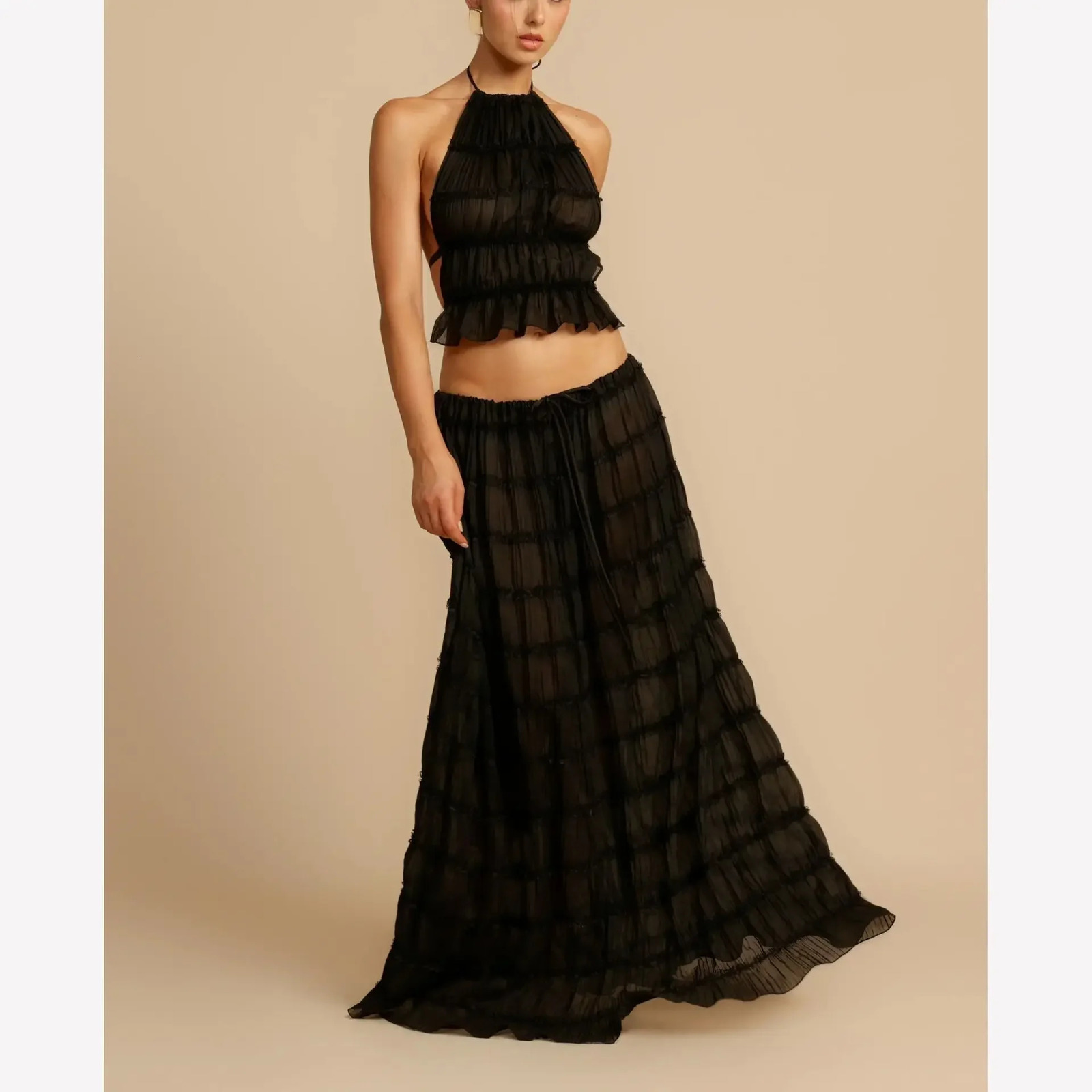 Sexy womens clothing European and American style camisole collar top 2piece set ly arrived sleeveless fashion 250318